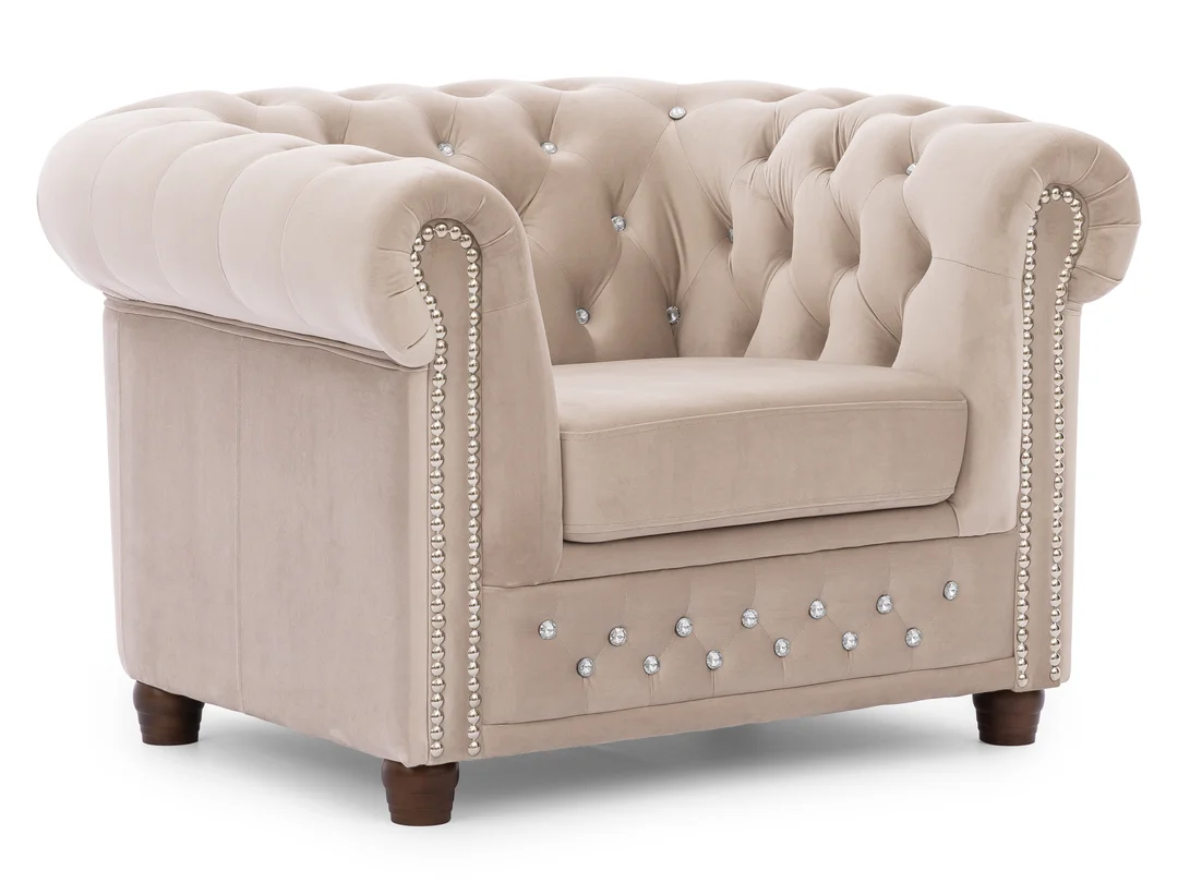 Zestaw mebli pikowanych z kryształkami Chesterfield 3+1 FELIX BLINK — Riviera 21