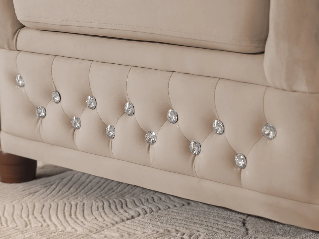 Zestaw mebli pikowanych z kryształkami Chesterfield 3+2 FELIX BLINK — Riviera 21