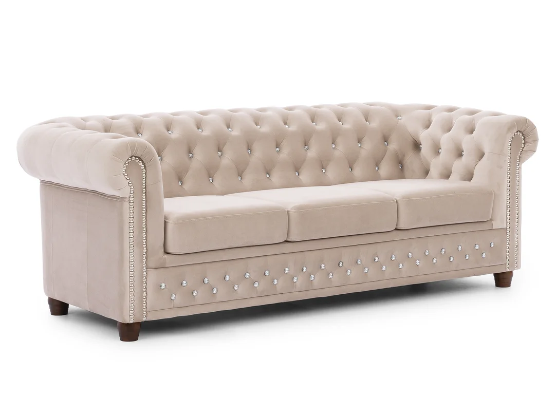 Zestaw mebli pikowanych z kryształkami Chesterfield 3+2 FELIX BLINK — Riviera 21