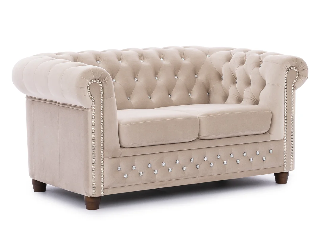 Zestaw mebli pikowanych z kryształkami Chesterfield 3+2 FELIX BLINK — Riviera 21