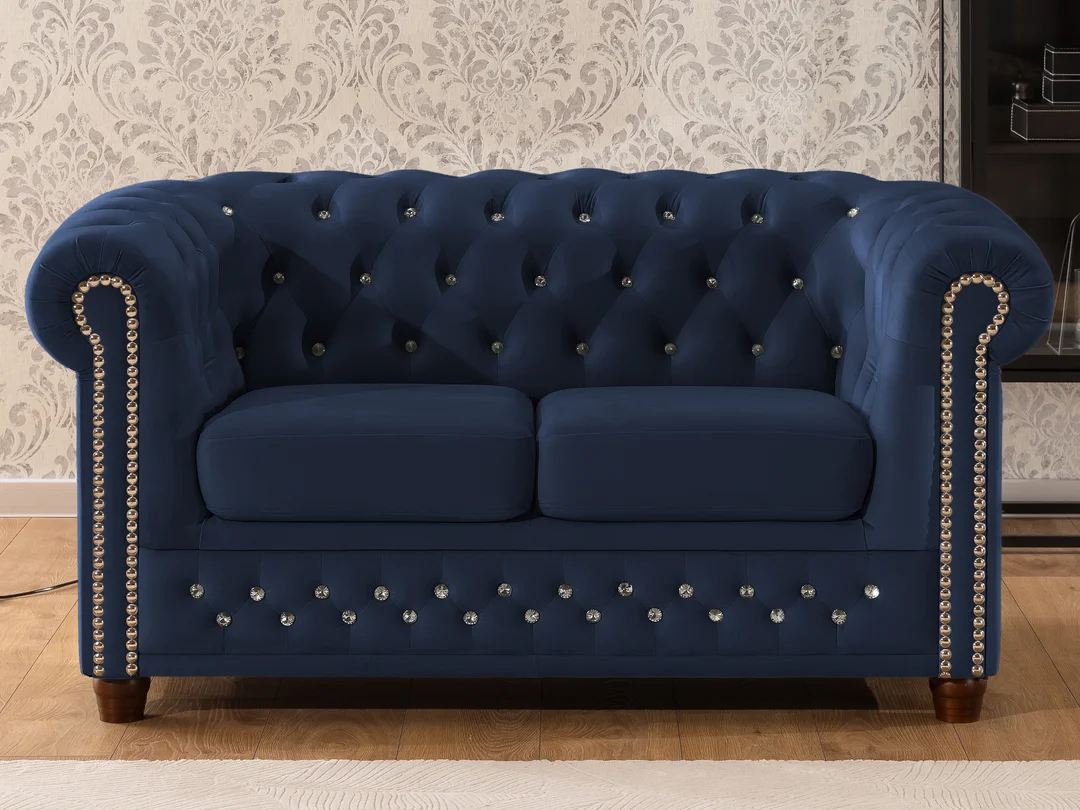 Zestaw mebli pikowanych z kryształkami Chesterfield 3+2 FELIX BLINK — Riviera 81