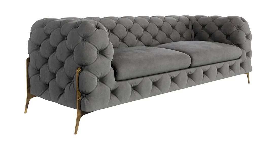 Sofa trzyosobowa pikowana glamour Chesterfield TEO HIGH 225x100 — Riviera 91