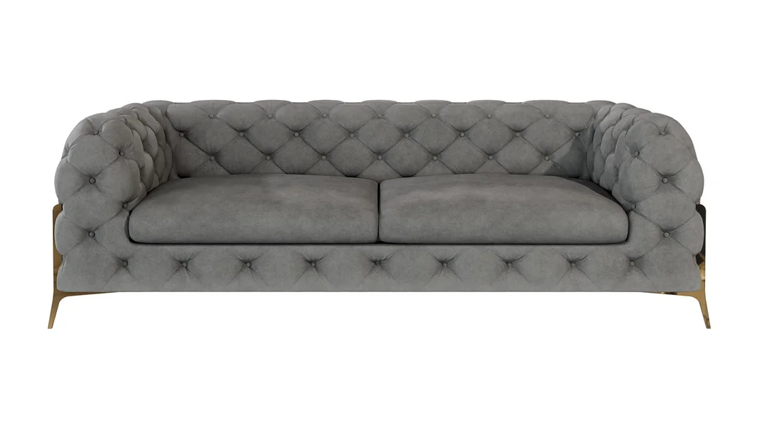 Sofa trzyosobowa pikowana glamour Chesterfield TEO HIGH 225x100 — Riviera 91