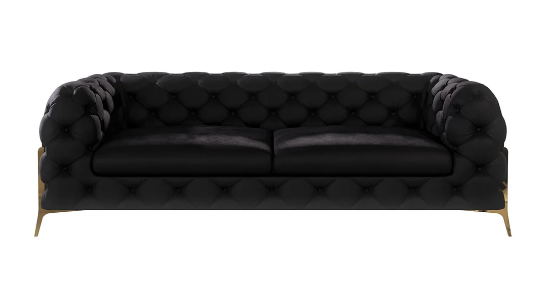 Sofa trzyosobowa pikowana glamour Chesterfield TEO HIGH 225x100 — Riviera 100