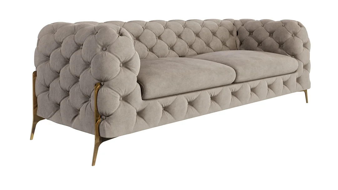 Sofa trzyosobowa pikowana glamour Chesterfield TEO HIGH 225x100 — Riviera 16