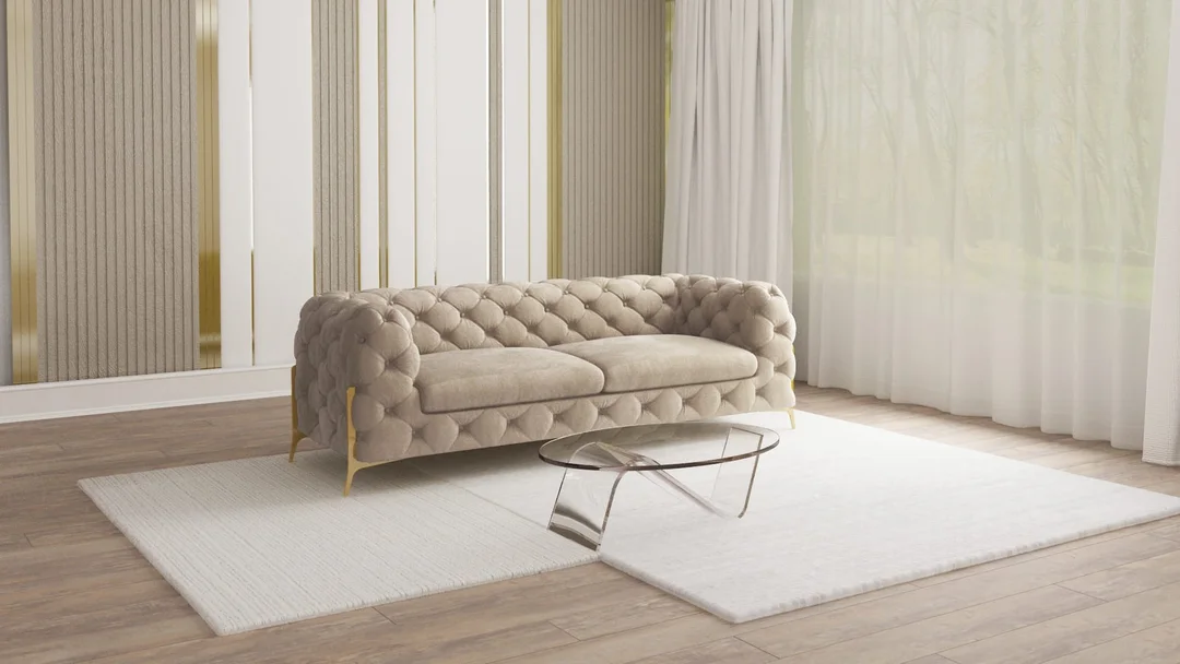 Sofa trzyosobowa pikowana glamour Chesterfield TEO HIGH 225x100 — Riviera 16