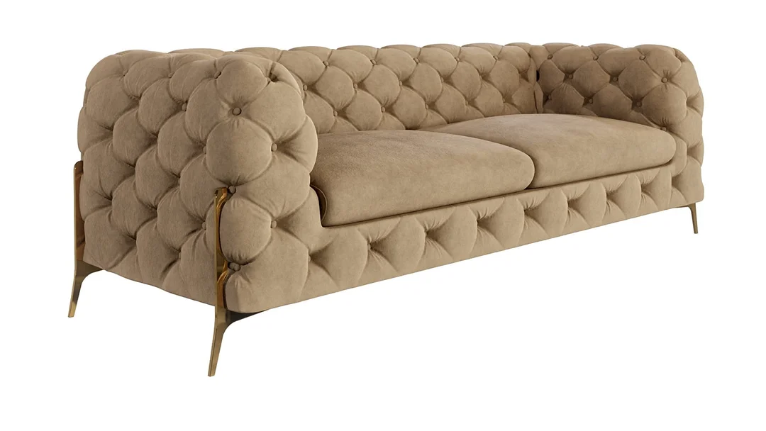 Sofa trzyosobowa pikowana glamour Chesterfield TEO HIGH 225x100 — Riviera 24