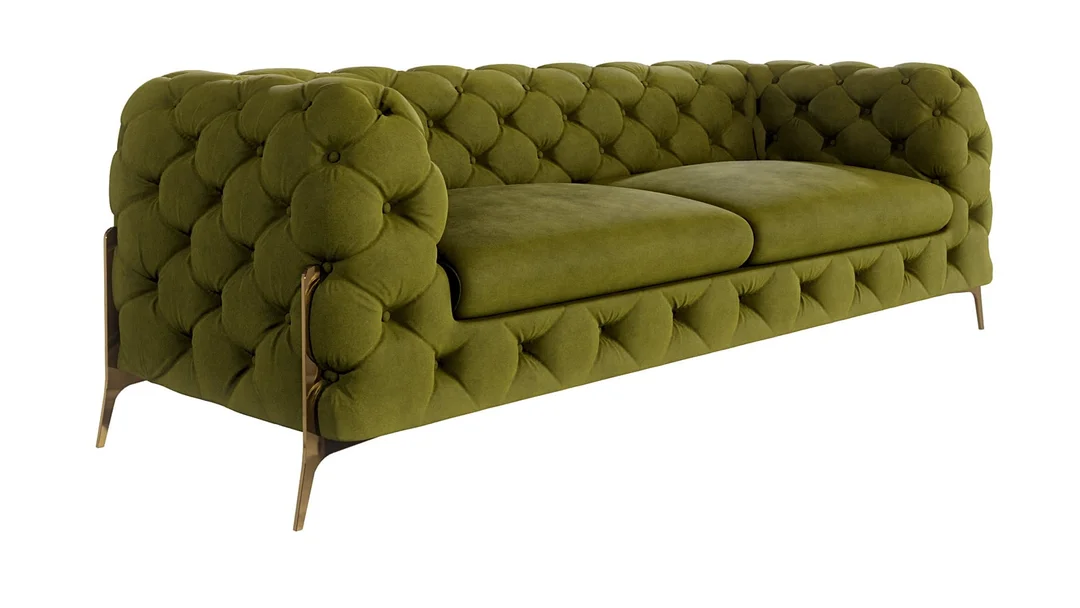 Sofa trzyosobowa pikowana glamour Chesterfield TEO HIGH 225x100 — Riviera 36
