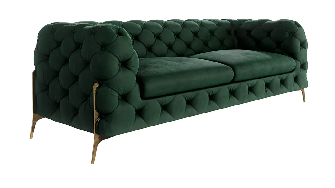 Sofa trzyosobowa pikowana glamour Chesterfield TEO HIGH 225x100 — Riviera 38