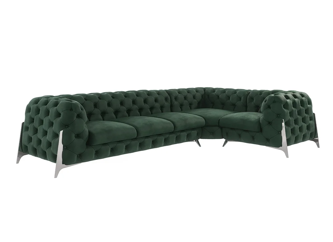 Narożnik pięcioosobowy pikowany KALIFORNIA 3+E+1 luksusowy glamour 328x205 — Riviera 38