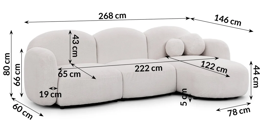 Narożnik pięcioosobowy z ozdobnymi poduszkami Bloop 268x146 — zdjęcie 4