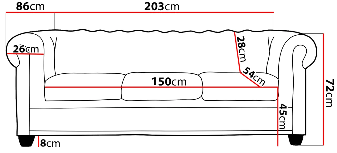 Sofa trzyosobowa pikowana Chesterfield FELIX BLINK 3 - tk. Riviera 81 — zdjęcie 6