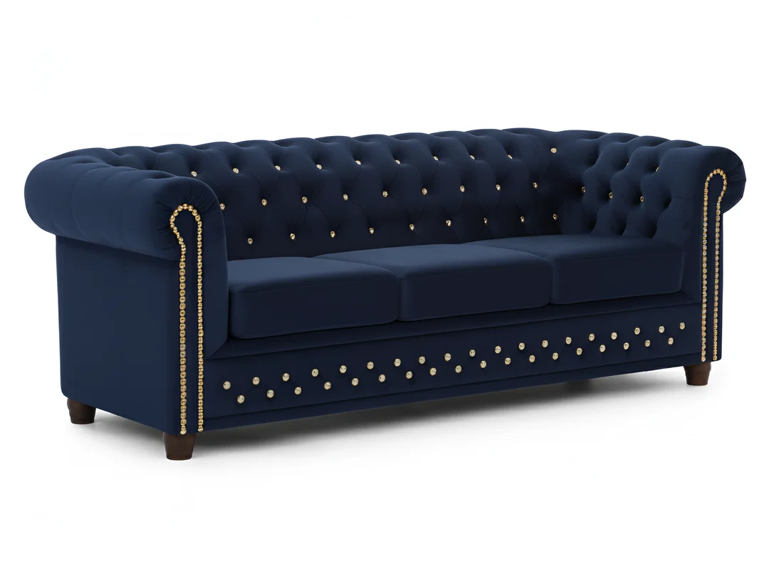 Sofa trzyosobowa pikowana Chesterfield FELIX BLINK 3 - tk. Riviera 81 — zdjęcie 2