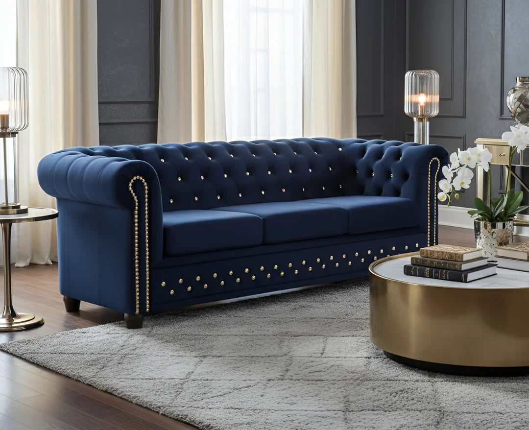 Sofa trzyosobowa pikowana Chesterfield FELIX BLINK 3 - tk. Riviera 81 — zdjęcie 3
