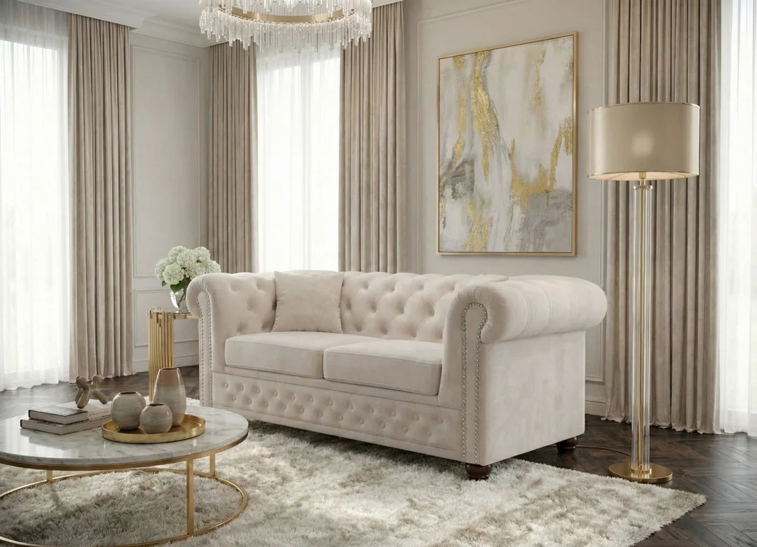 Sofa dwuosobowa pikowana Chesterfield FELIX 148x86 — Riviera 21