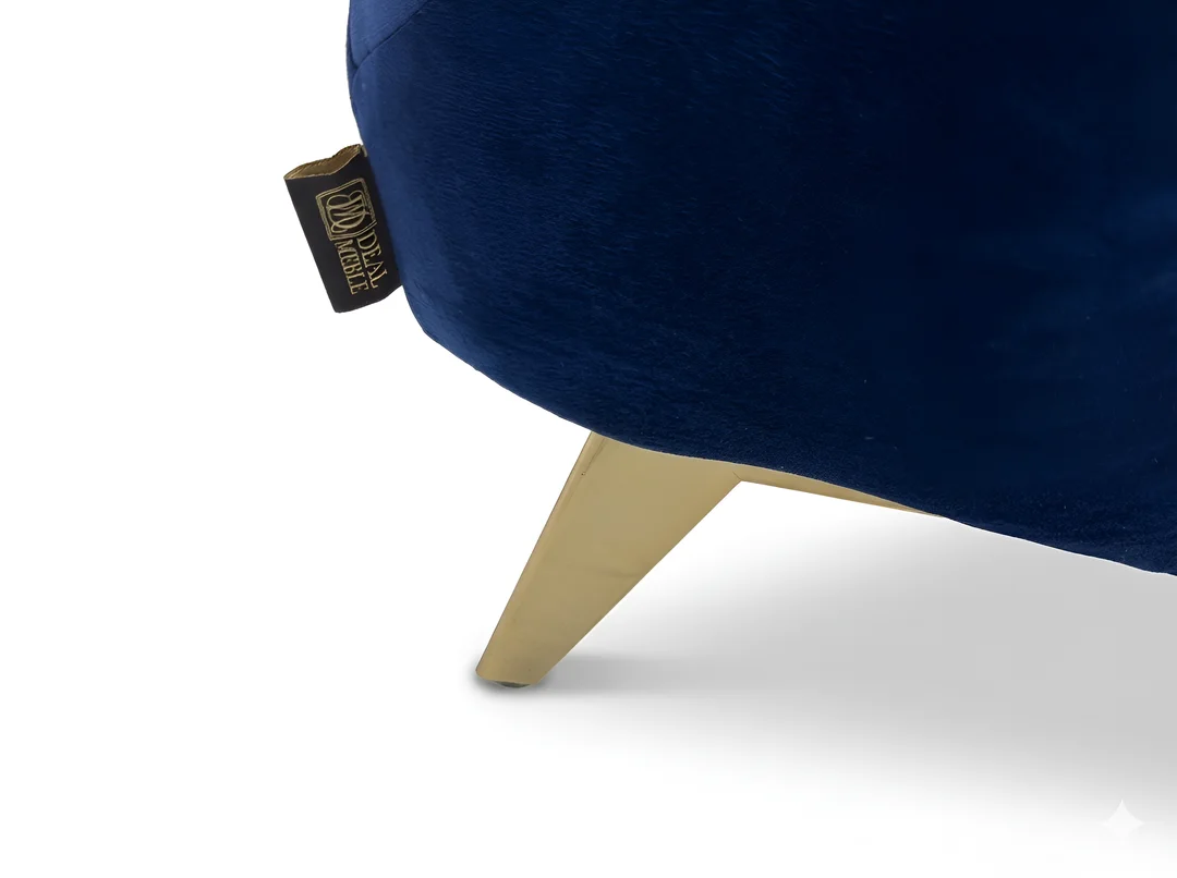 Elegancki granatowy Puf pikowany 120x60 podnóżek TEO tk. French Velvet 671 — zdjęcie 3