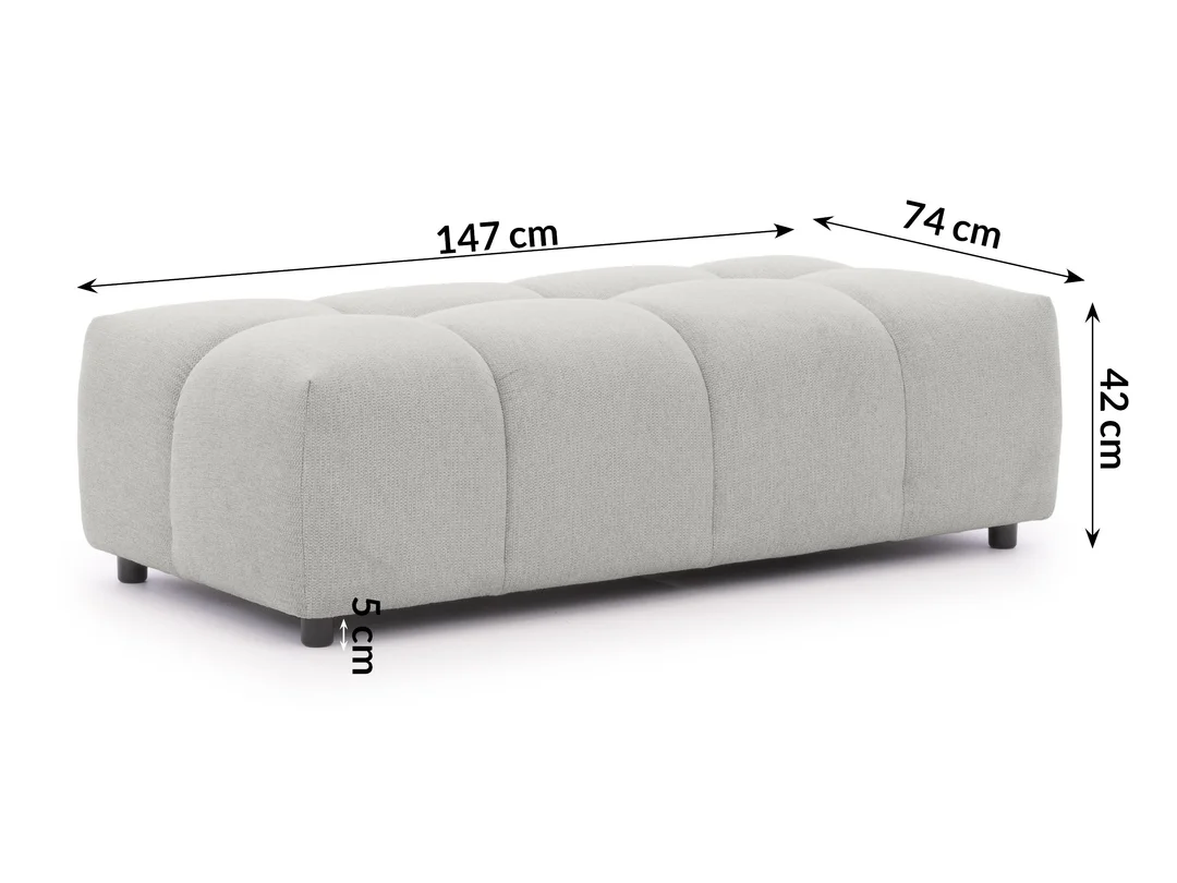 Duży Hocker Mallow – Pikowany Puf do Salonu 74x147 — zdjęcie 3