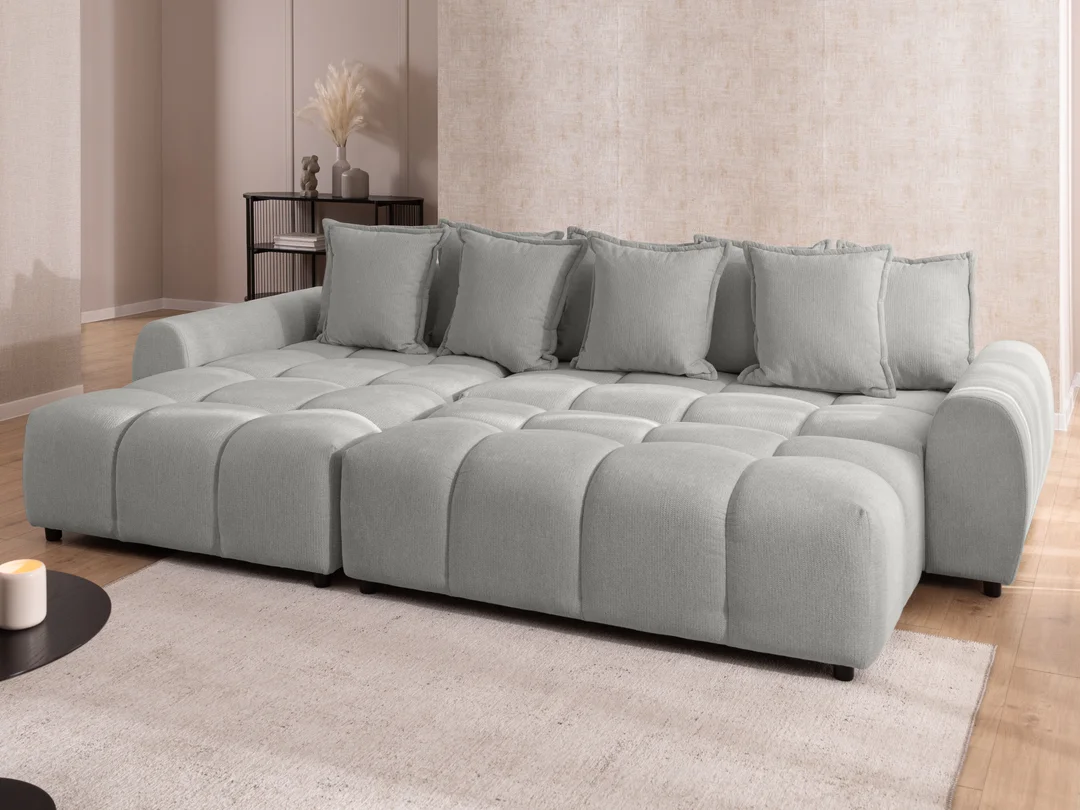 Duży Hocker Mallow – Pikowany Puf do Salonu 74x147 — zdjęcie 7