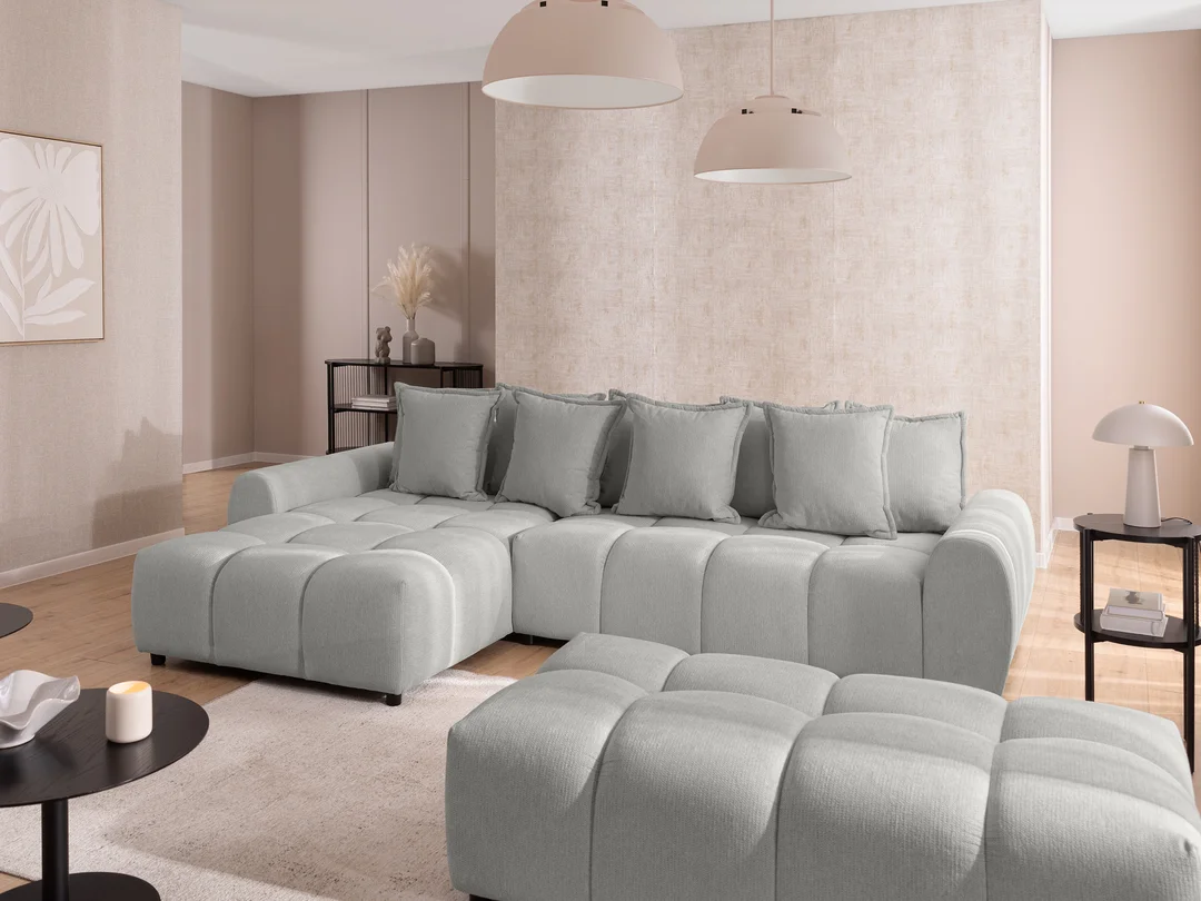 Duży Hocker Mallow – Pikowany Puf do Salonu 74x147 — zdjęcie 6