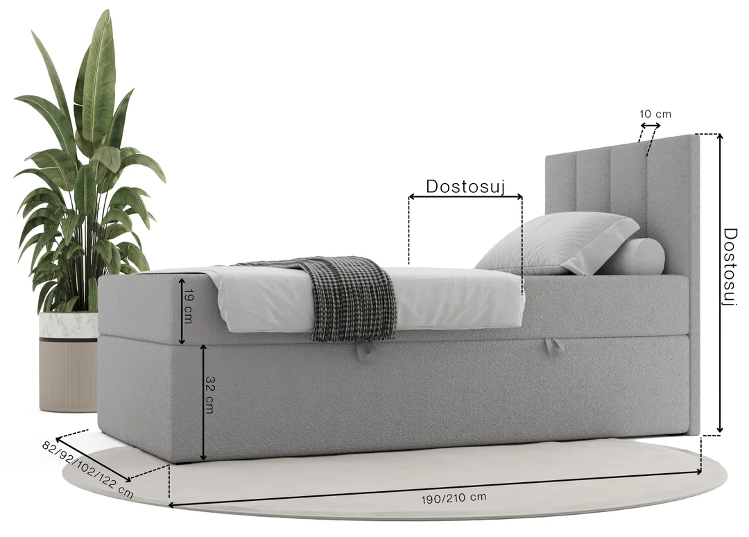 Łóżko Atlanta Comfort młodzieżowe z pojemnikiem na pościel na wymiar — zdjęcie 5