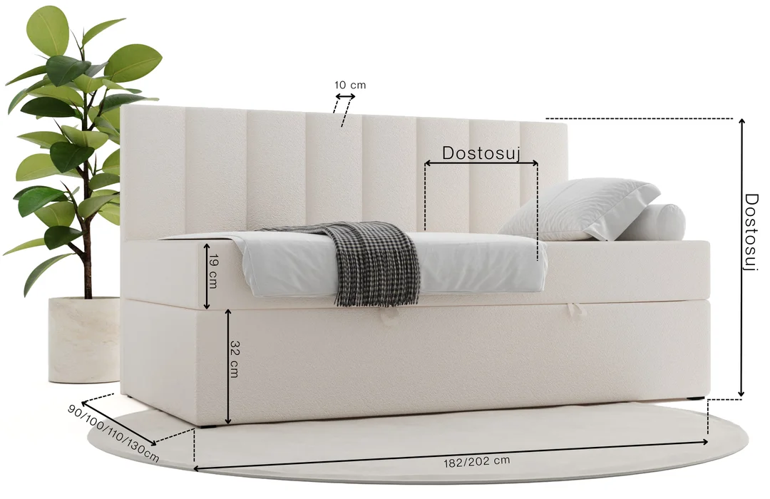 Łóżko Dakota Comfort młodzieżowe z pojemnikiem na pościel na wymiar — zdjęcie 5