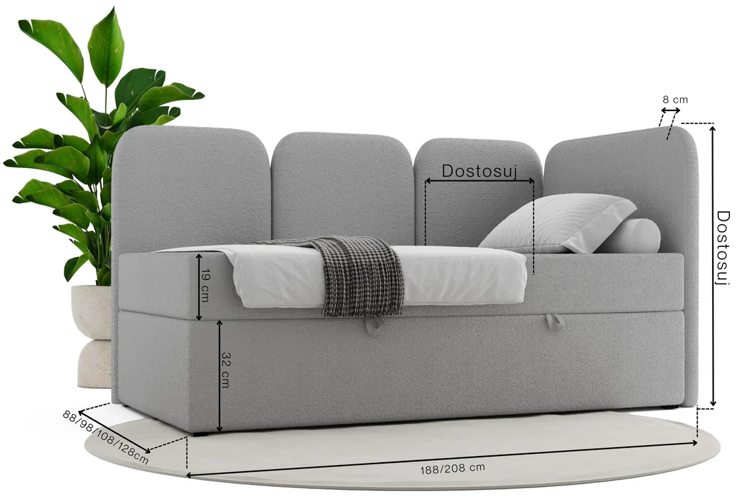 Łóżko Toronto Comfort młodzieżowe z pojemnikiem na pościel na wymiar — zdjęcie 5