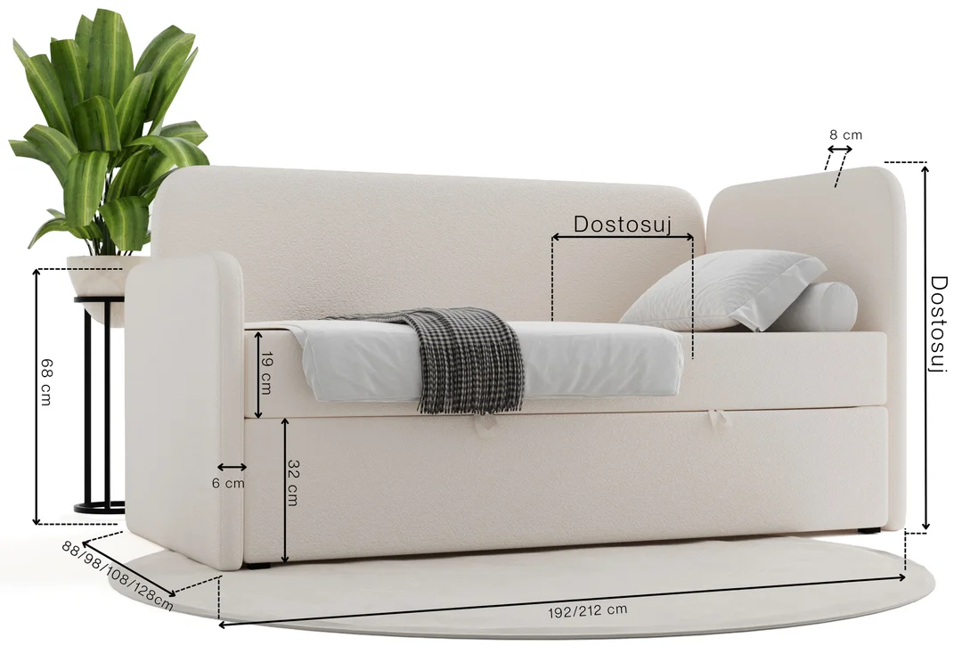 Łóżko Waszyngton Comfort młodzieżowe z pojemnikiem na pościel na wymiar — zdjęcie 5