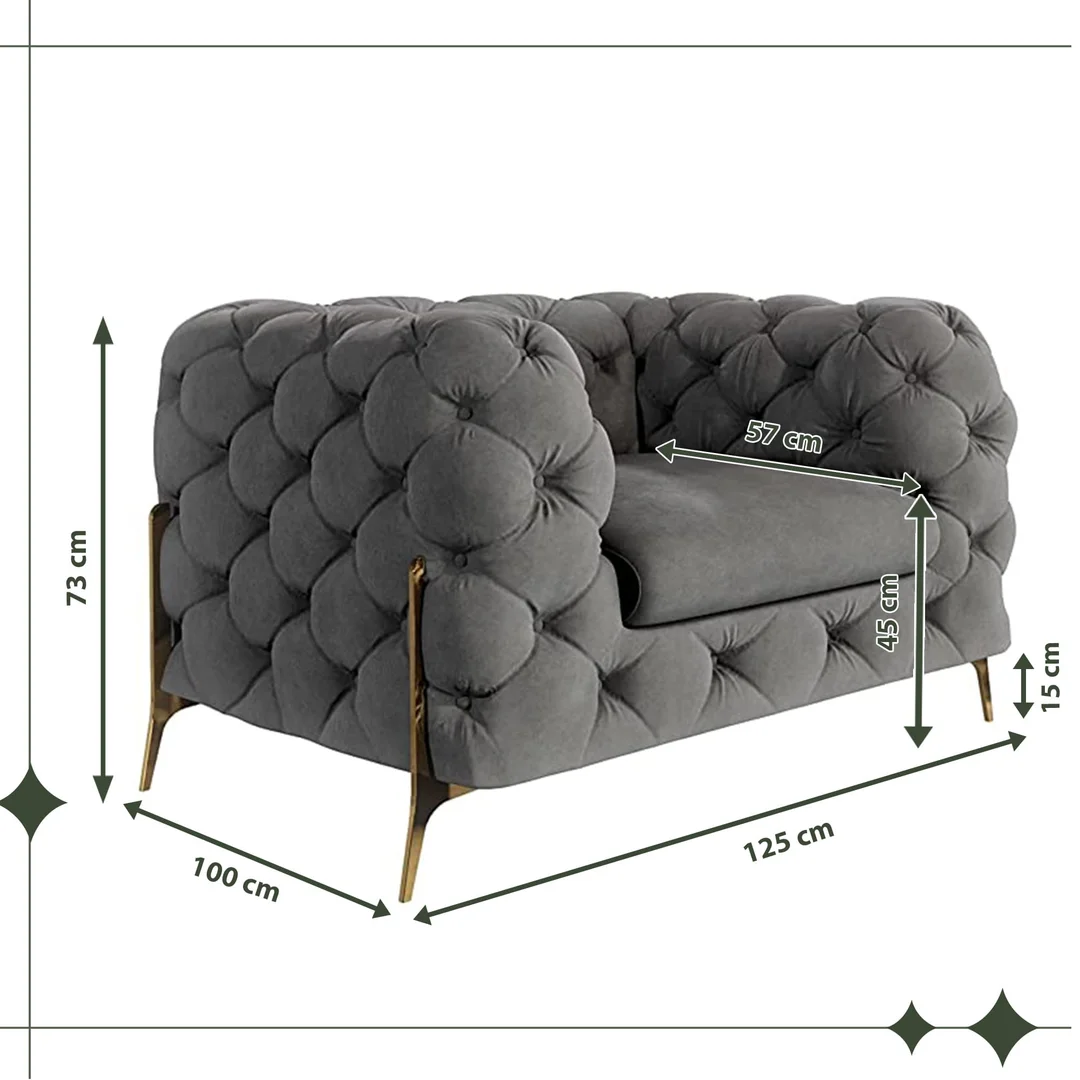 Fotel pikowany chesterfield TEO HIGH glamour — zdjęcie 11