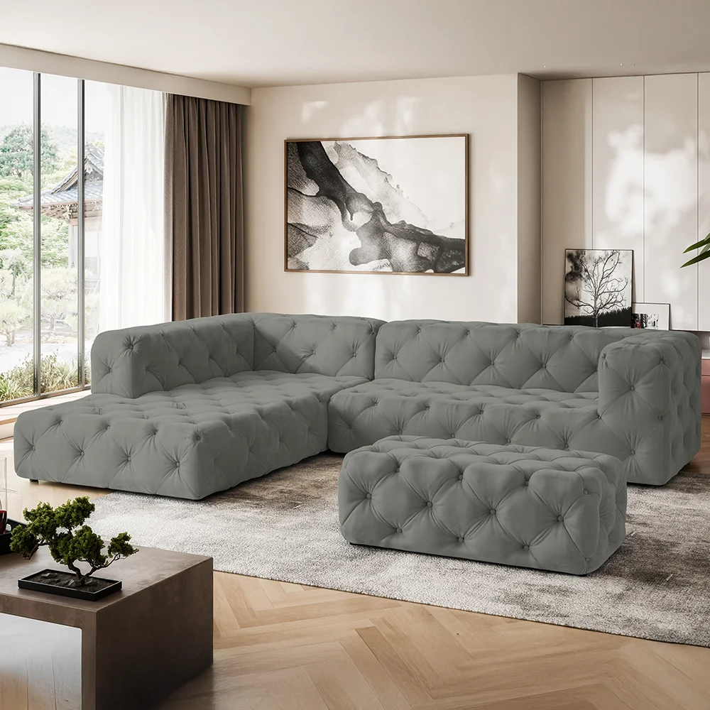 BENTLEY narożnik glamour – szary odcień, wygodny mebel do dużego salonu 325x228 — zdjęcie 1