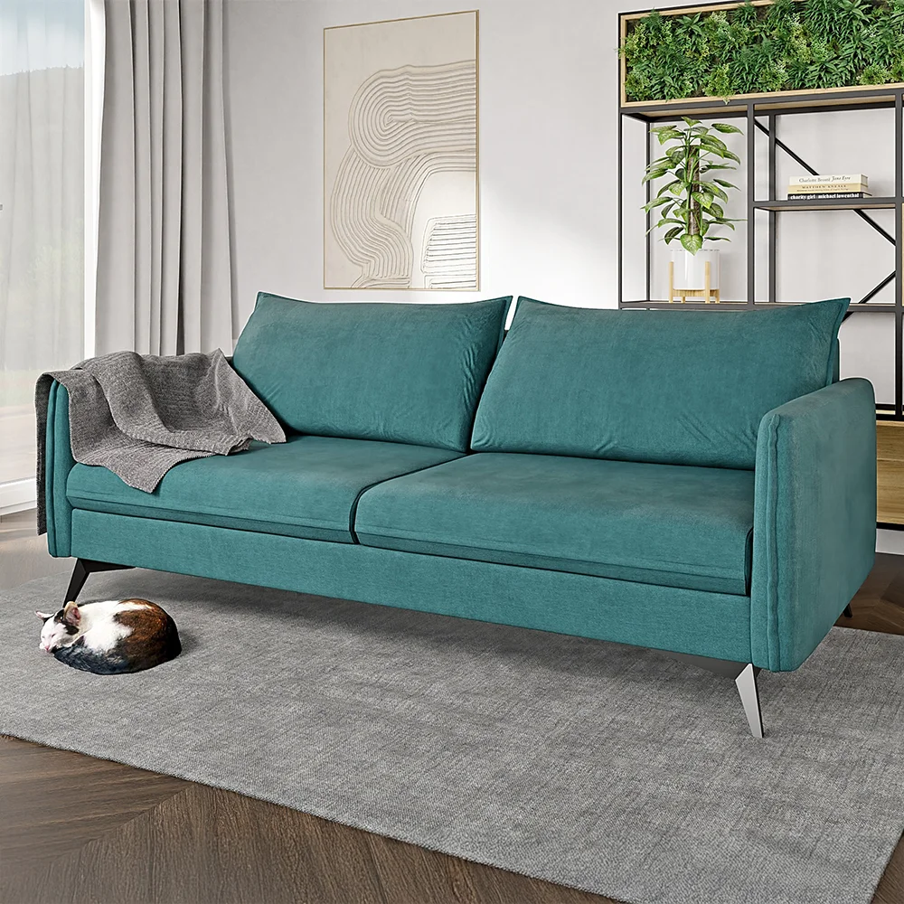 Verto High turkusowa – elegancka sofa na wysokich nóżkach, do salonu 203x100 — zdjęcie 1