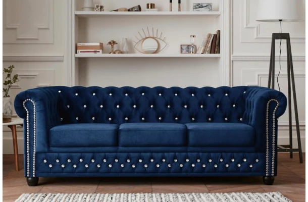 Sofa trzyosobowa z funkcją spania pikowana Chesterfield FELIX BLINK 3 - design i funkcjonalnosc w parze
