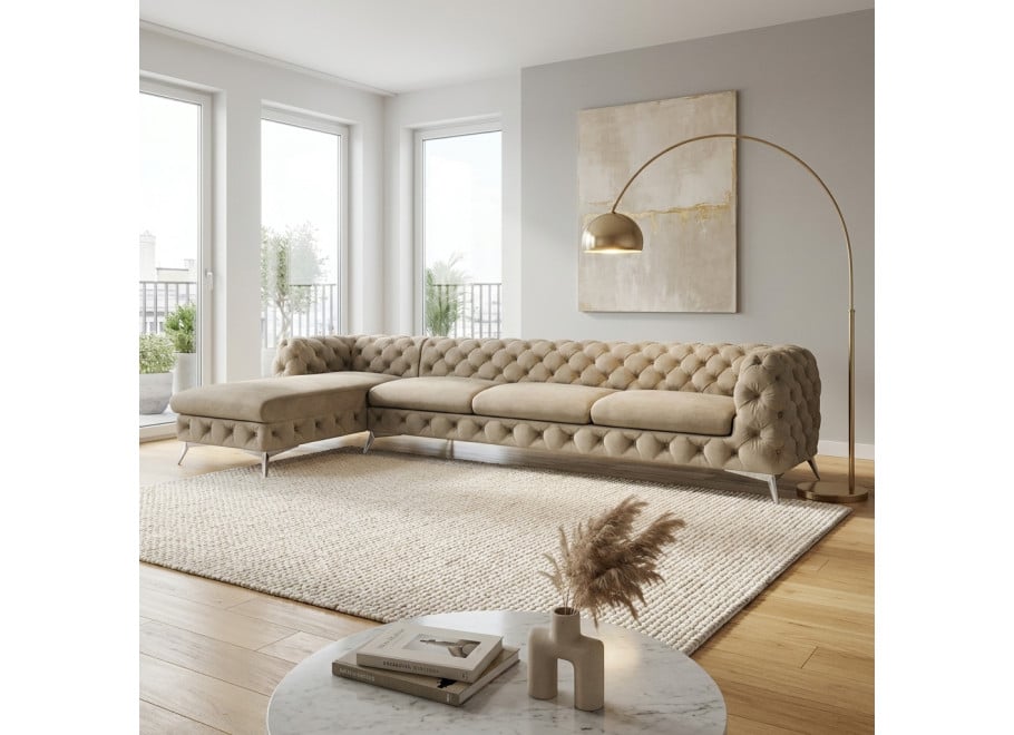 Narożnik pięcioosobowy pikowany glamour Chesterfield TEO OT+3 - Riviera 21