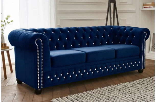 Sofa trzyosobowa z funkcją spania pikowana Chesterfield FELIX BLINK 3 - design i funkcjonalnosc w parze