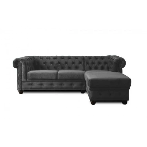 Narożnik czteroosobowy pikowany z funkcją spania Chesterfield...