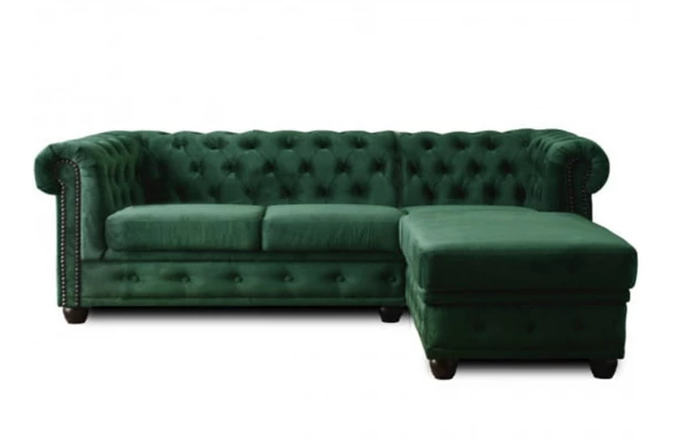 Narożnik czteroosobowy pikowany z funkcją spania Chesterfield FELIX 2+OT - otwarty