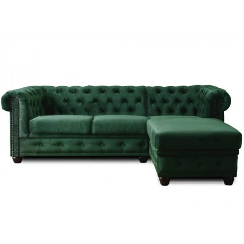 Narożnik czteroosobowy pikowany z funkcją spania Chesterfield...