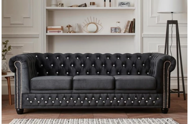 Sofa trzyosobowa z funkcją spania pikowana Chesterfield FELIX BLINK 3 - design i funkcjonalnosc w parze