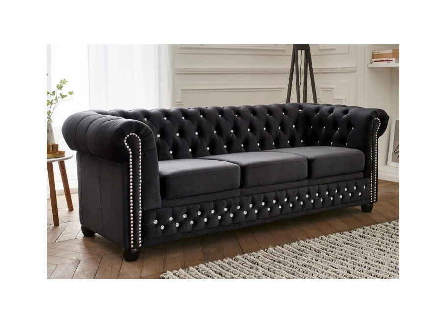 Sofa trzyosobowa z funkcją spania pikowana Chesterfield FELIX BLINK 3