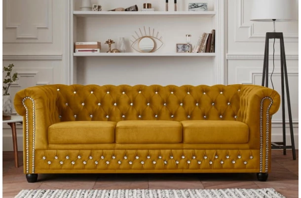 Sofa trzyosobowa z funkcją spania pikowana Chesterfield FELIX BLINK 3 - design i funkcjonalnosc w parze