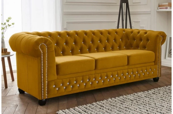 Sofa trzyosobowa z funkcją spania pikowana Chesterfield FELIX BLINK 3 - design i funkcjonalnosc w parze
