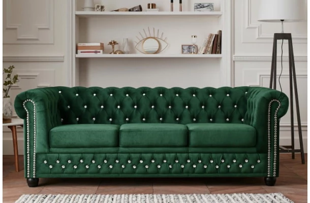 Sofa trzyosobowa z funkcją spania pikowana Chesterfield FELIX BLINK 3 - design i funkcjonalnosc w parze