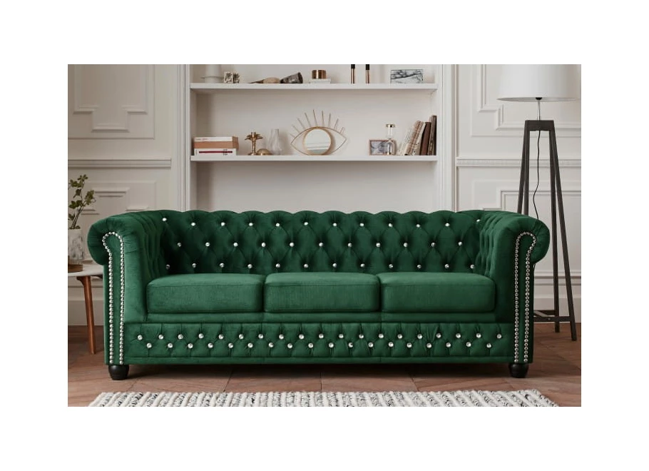Sofa trzyosobowa z funkcją spania pikowana Chesterfield FELIX BLINK 3