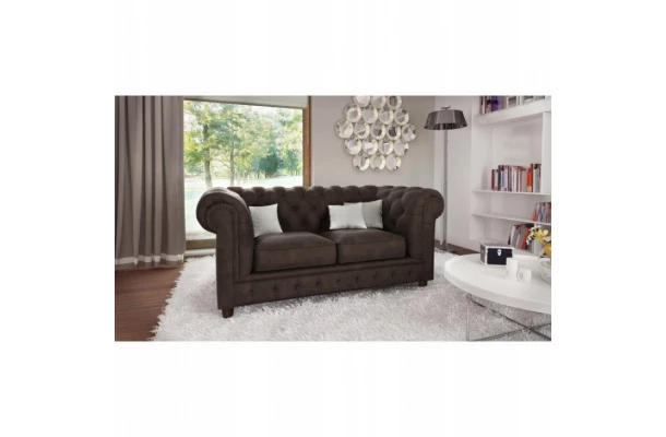 Sofa dwuosobowa z funkcją spania pikowana Chesterfield SOLARIS 2 - sofy Sofa dwuosobowa z funkcją spania pikowana Chesterfield SOLARIS 2 - sofy