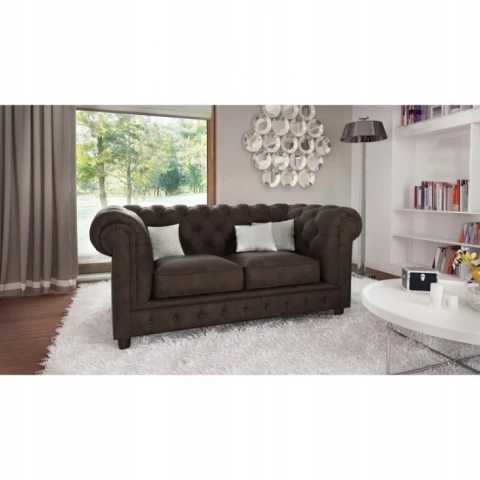 Sofa dwuosobowa z funkcją spania pikowana Chesterfield SOLARIS 2