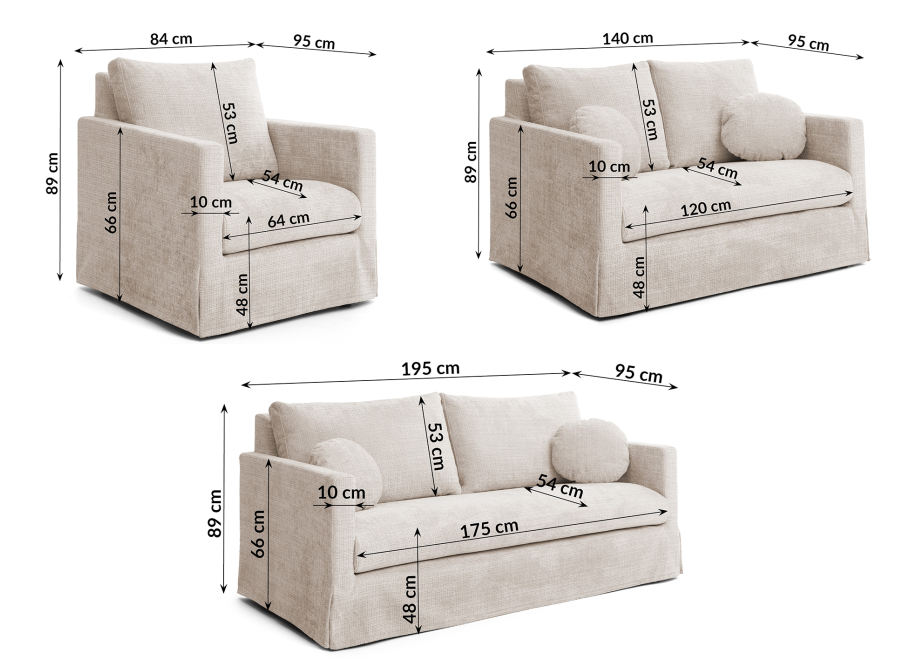 Zestaw mebli nowoczesnych 3+2+1 Nerio - zdejmowane pokrowce 19