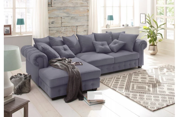 Narożnik czteroosobowy pikowany glamour LUZERN - design i funkcjonalnosc w parze