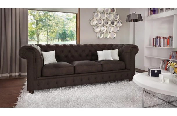 Sofa trzyosobowa pikowana Chesterfield SOLARIS 3 - sofy