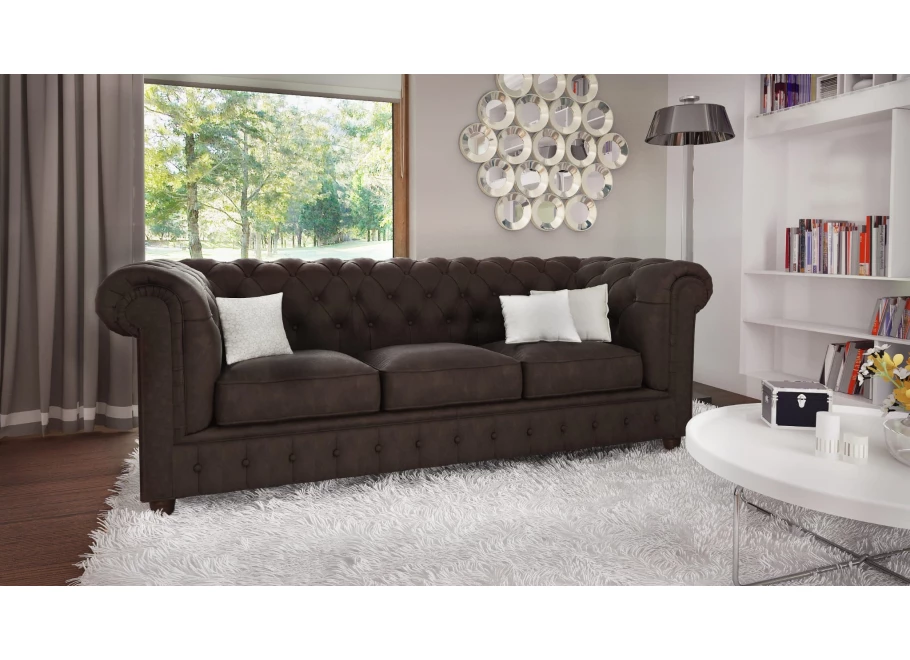 Sofa trzyosobowa pikowana Chesterfield SOLARIS 3
