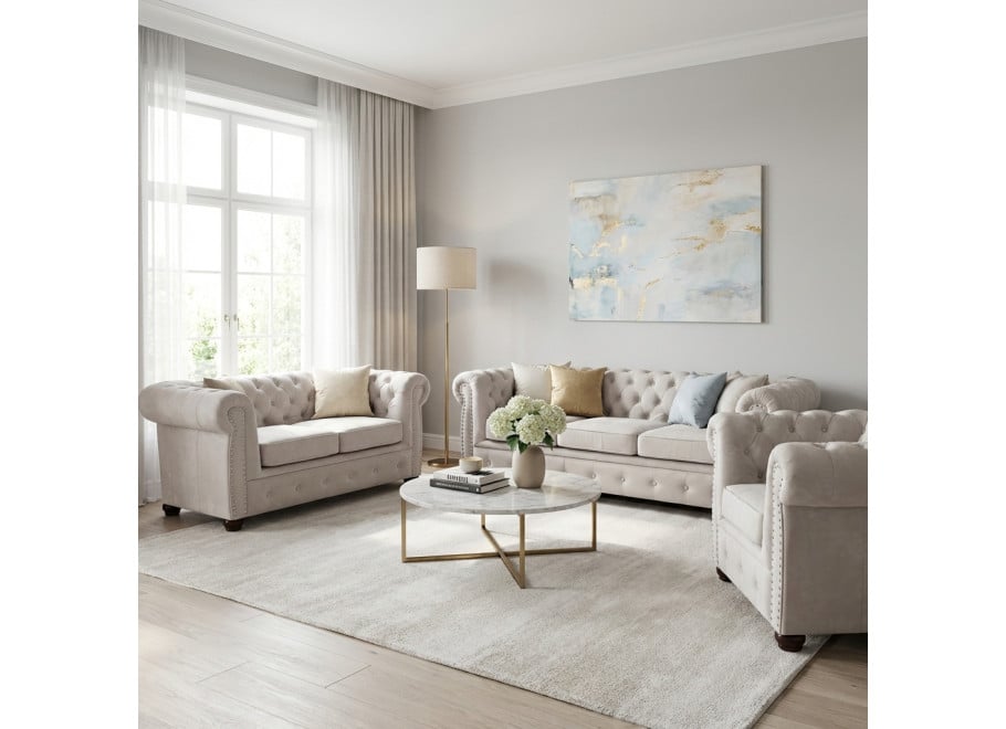 Zestaw mebli pikowanych glamour 3+2+1 VINCENT - Amore 31