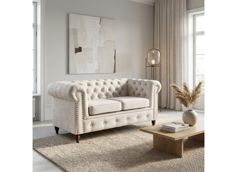 Sofa dwuosobowa z funkcją spania pikowana glamour Chesterfield VINCENT - Amore 31